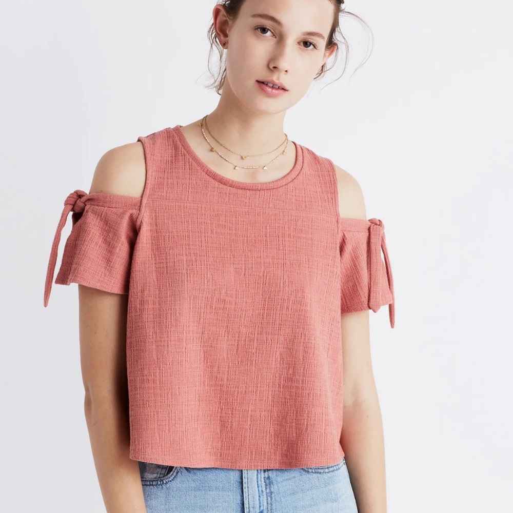 Madewell Pink Skylark Cold-Shoulder Top